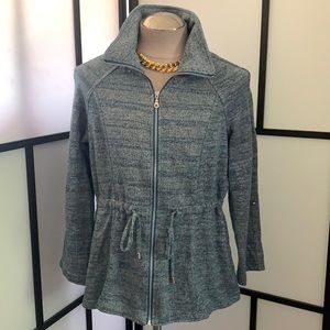 Christopher & Banks Green Zip Front Jacket L K482